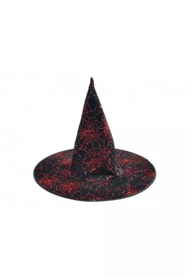 Kapelusz czarownicy czarno-czerwony 32x32cm