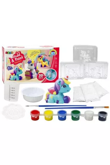 Odlewy gipsowe Jednorożec 3D z farbami DIY