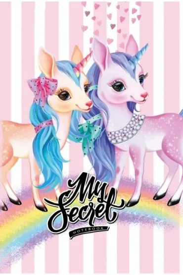 Pamiętnik 135x197/48K kratka TW brokat Jednorożce