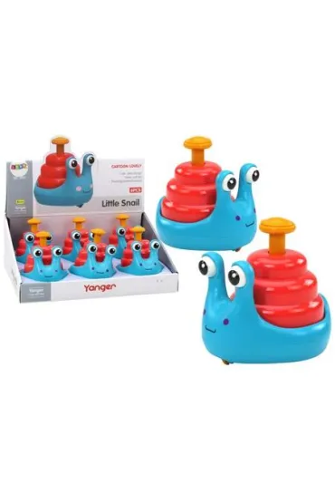 Ślimak na kółkach jeżdżący niebiesko-czerwony