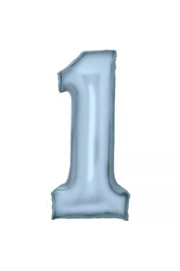 Balon foliowy cyfra 1 pastelowa niebieska