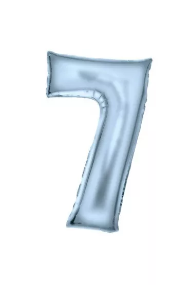 Balon foliowy cyfra 7 pastelowa niebieska 86cm