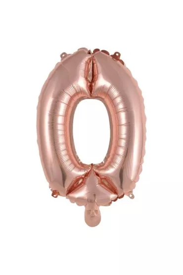 Balon foliowy mini cyfra 0 różowe złoto