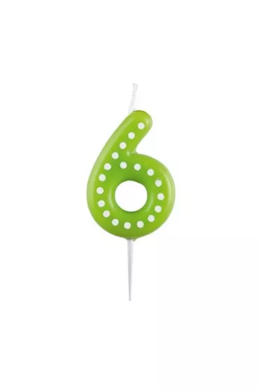 Świeczka cyferka 6 kropki i paski