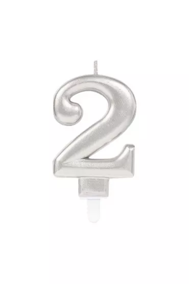 Świeczka cyferka 2 Sparkling Celebrations srebrna