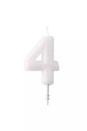 Świeczka cyferka 4 m błyszcząca