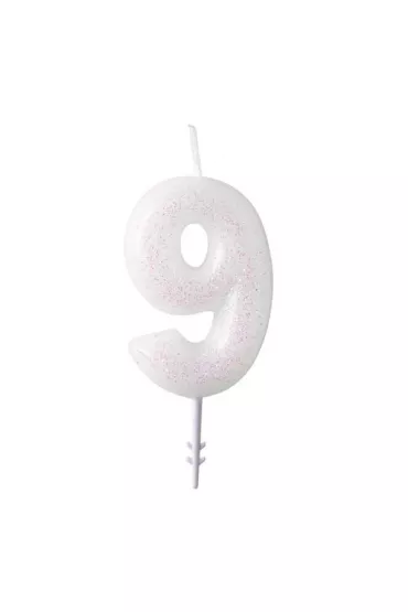 Świeczka cyferka 9 m błyszcząca