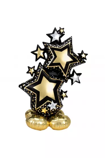 Balon foliowy AirLoonz gwiazda złoto-czarna