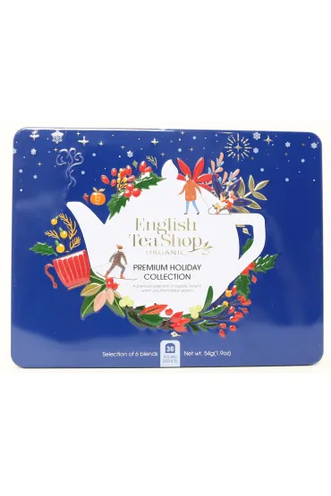 Zestaw herbat w niebieskiej ozdobnej puszce