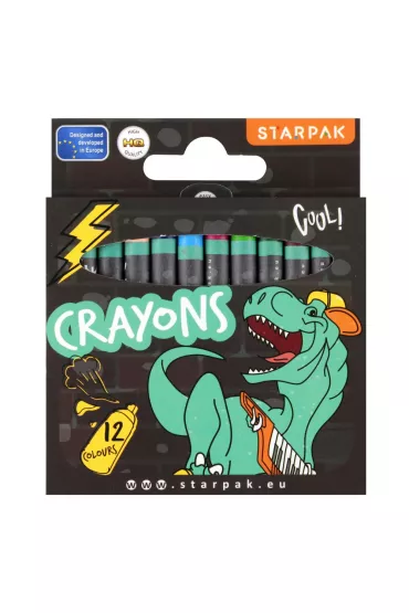 Kredki woskowe 12 kolorów Skate Dino