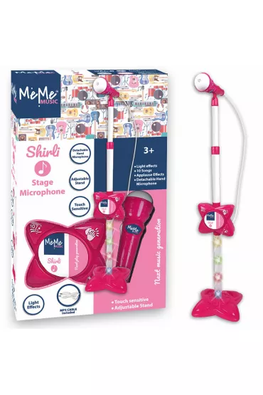 Mikrofon sceniczny różowy ze statywem