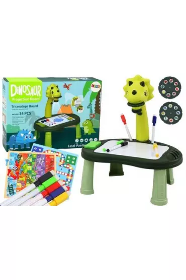 Stolik z projektorem 2w1 zielony Dinozaur