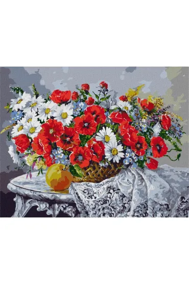 Malowanie po numerach z ramą - Martwa natura z makami