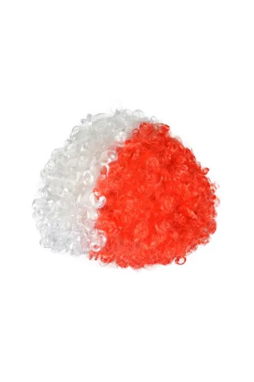 Peruka Afro Biało-Czerwoni