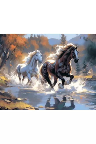 Diamentowa mozaika - Konie galopujące przez rzekę 2000174