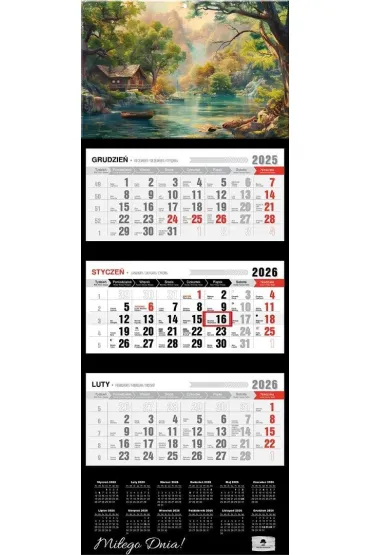 Kalendarz 2026 trójdzielny premium pejzaż