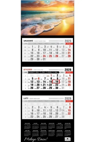 Kalendarz 2026 trójdzielny premium ocean