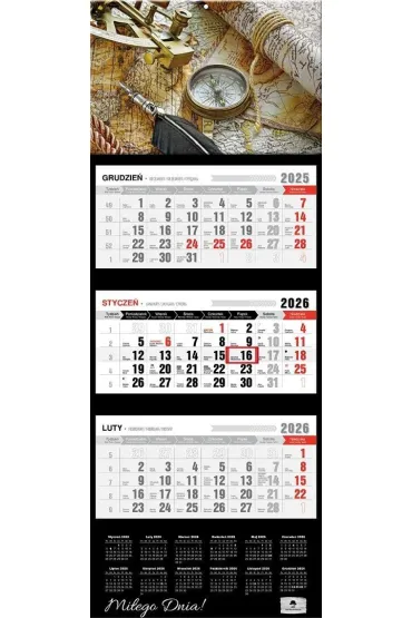 Kalendarz 2026 trójdzielny premium antyczna mapa