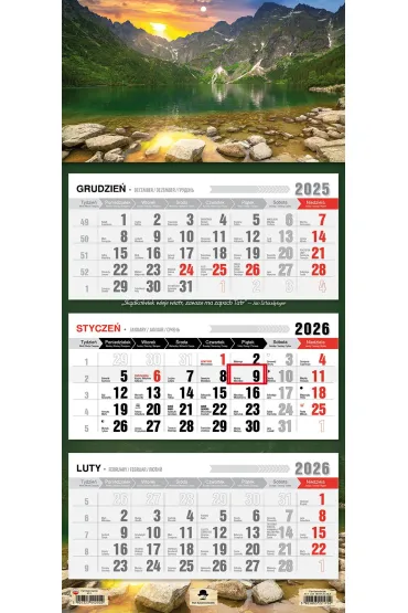 Kalendarz 2026 trójdzielny Tatry że hej!