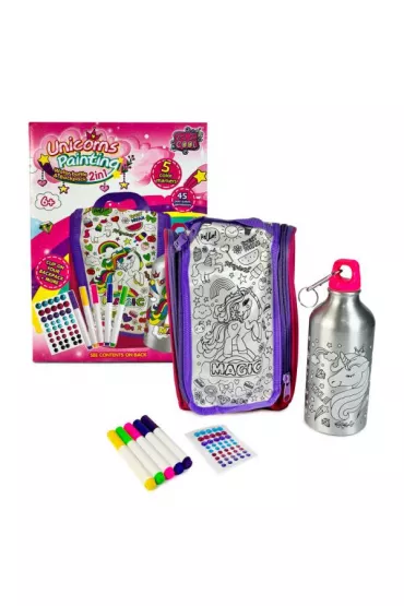 Bidon 500ml z Jednorożcem i torbą do kolorowania