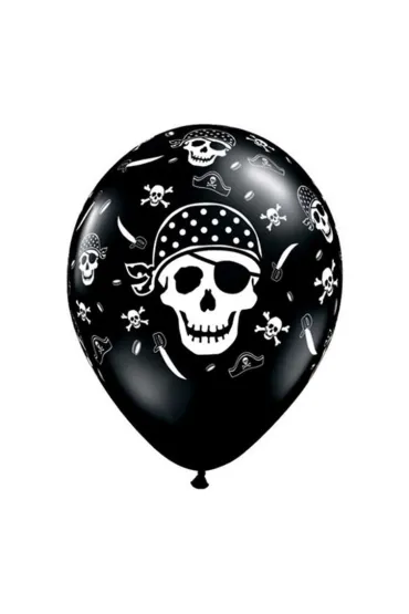 Balony lateksowe Czaszka Pirata pastel czarne