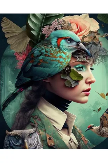 Diamentowa mozaika - Kobieta z ptakami 1009646