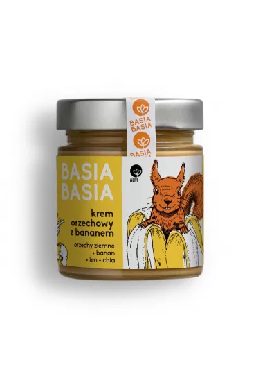 Krem z orzechów ziemnych + banan + chia + len