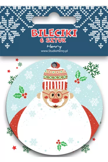 Bileciki do prezentów Mikołaj z brodą