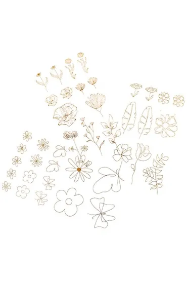 Naklejki transparentne PVC złote kwiaty