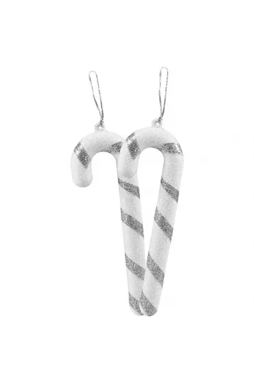 Brokatowe laski choinkowe srebrne 2 szt