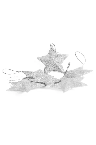 Gwiazdki brokat białe 6 szt