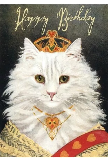 Karnet B6 brokat z kopertą Urodziny Kotka w koroni