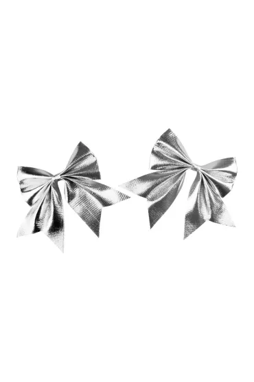 Zestaw kokard metalizowanych srebrnych 2 szt