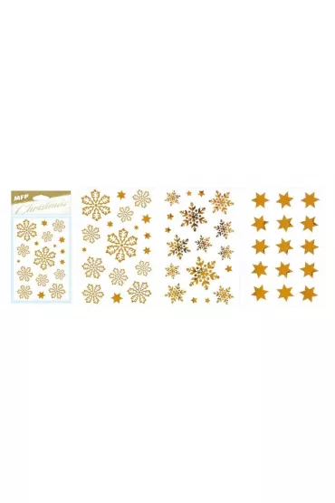 Naklejka BN śnieżynki złote 80x120mm mix