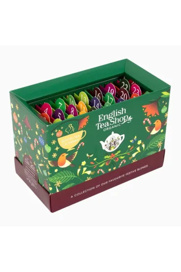 Zielony kalendarz adwentowy z herbatami, 13 smaków, w saszetkach