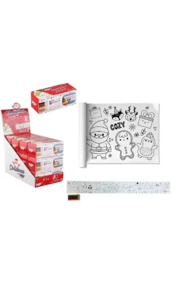 Kolorowanka świąteczna 85x10cm z kredkami 6 szt