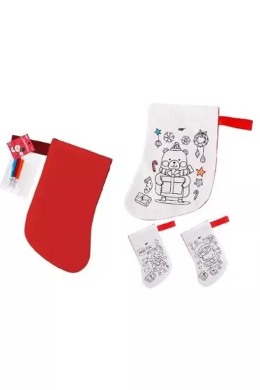 Skarpeta świąteczna do malowania z flamastr. 3 szt