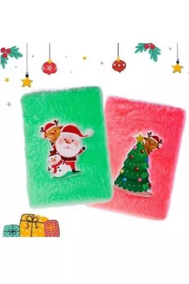 Notatnik pluszowy A5 gładki świąteczny MIX