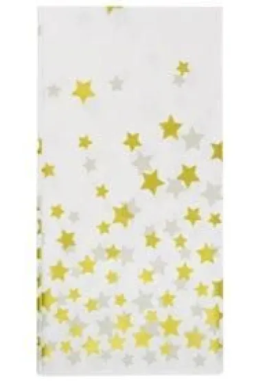 Obrus złote gwiazdki biały
