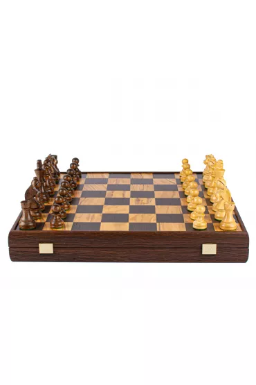 Zestaw szachowy Olive Burl 43x43 cm (średni) ze figurkami Staunton