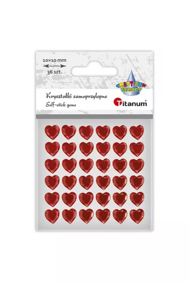 Kryształki samoprzylepne Serca czerwone 36 szt