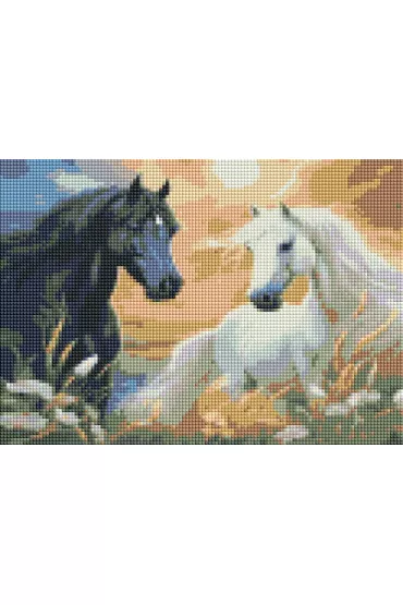 Diamentowa mozaika - Konie na tle zachodu słońca 2001532