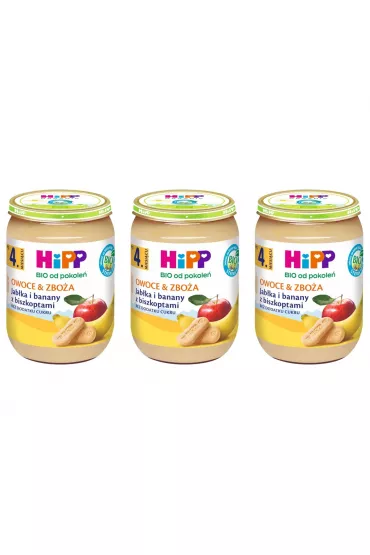 Owoce & Zboża Jabłka i banany z biszkoptami po 4. miesiącu zestaw