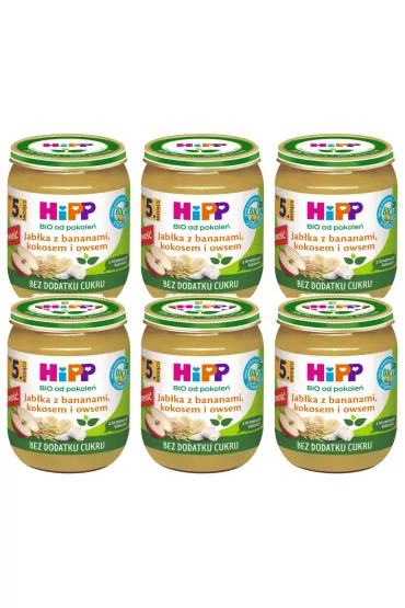 Jabłka z bananami kokosem i owsem po 5. miesiącu zestaw