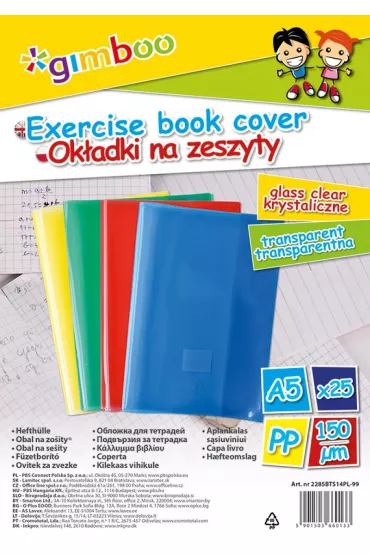 Paczka okładka A5 na zeszyt Gimboo krystaliczna mix kolorów 25 sztuk