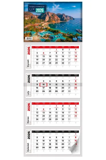 Kalendarz 2026 czteromiesięczny Lux