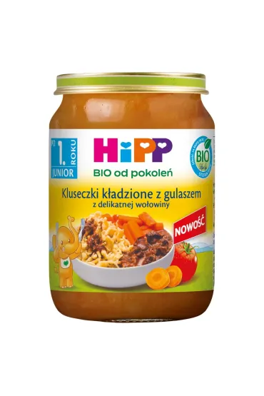 Junior Kluseczki kładzione z gulaszem z delikatnej wołowiny po 1. roku