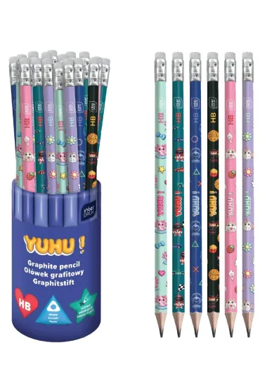Ołówek grafitowy trójkątny z gumką HB Yuhu