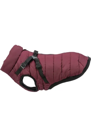 Pirou, płaszczyk zimowy z szelkami, dla psa, sangria, M: 45 cm