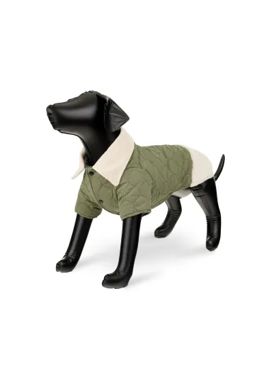 Kurtka, dla psa, zielona, z kołnierzykiem, pikowana, rozmiar M, 40